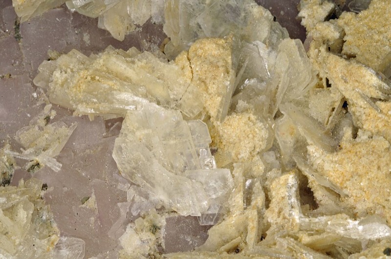 Fluorite crystals on barite
